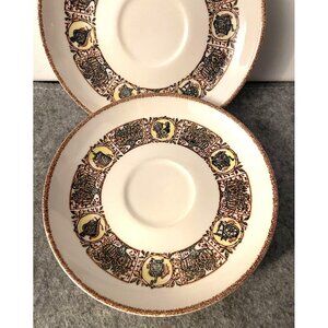 4 Vintage Taylor Smith Taylor Settlers Design Saucers #2154